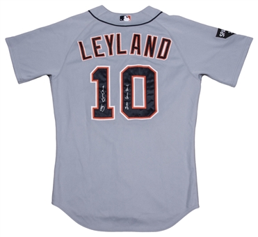 2011 Jim Leyland Game Used, Signed & Inscribed Detroit Tigers Road Jersey With Sparky Anderson Patch (Beckett)